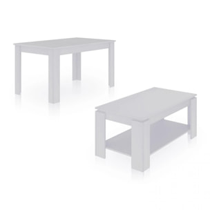 Pack mesa de comedor 140 y mesa de centro Lya Blanco Artik (Blanco Mate)