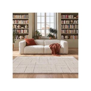 CANDELA Alfombra pelo corto diseño geométrico con relieve en crema, varias medidas disponibles