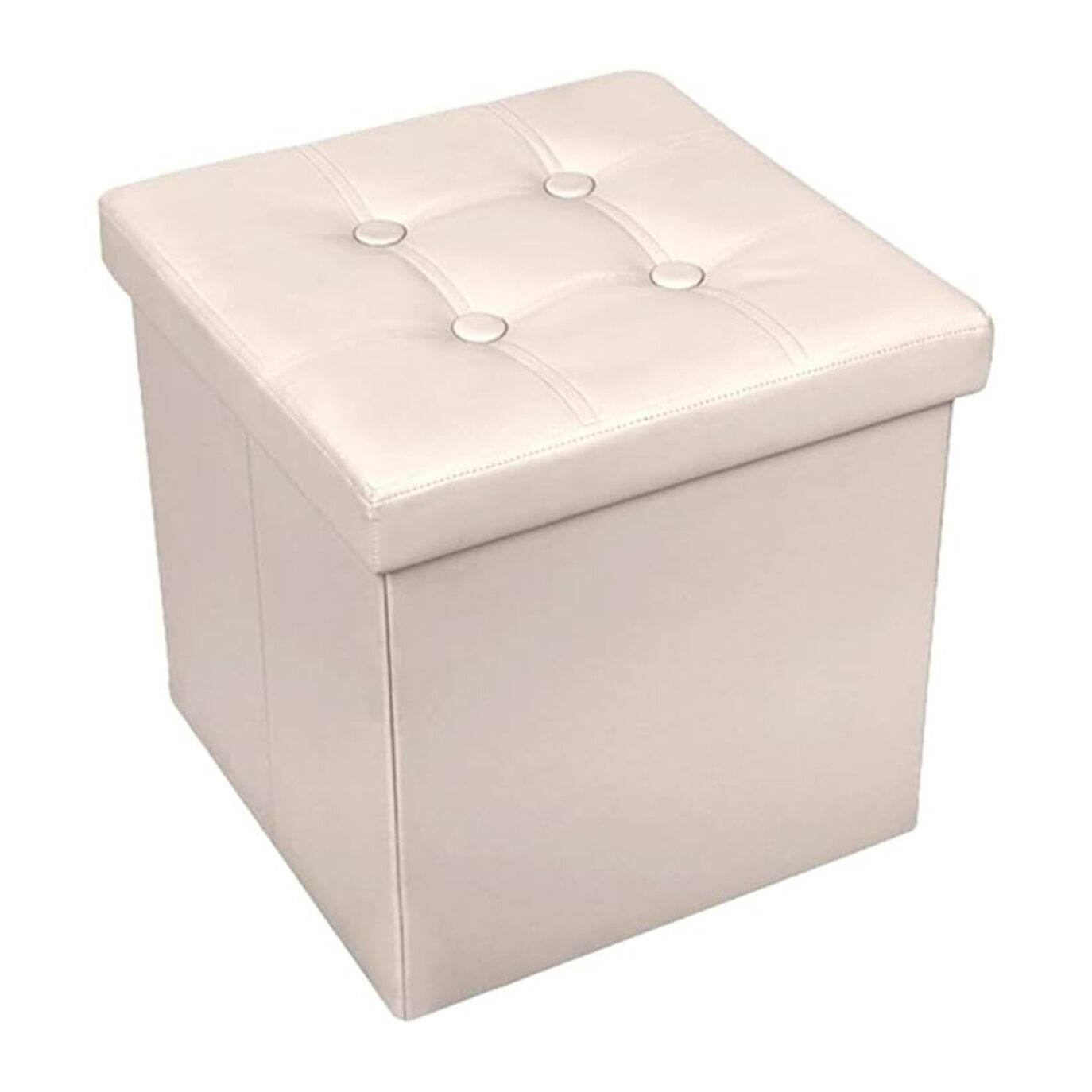 Pouf Contenitore, Puffo per Sedersi, Pouf Poggiapiedi, in Ecopelle, Quadrato, Imbottito, Versatile, Facile da Pulire