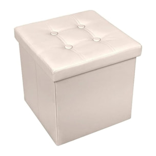 Pouf Contenitore, Puffo per Sedersi, Pouf Poggiapiedi, in Ecopelle, Quadrato, Imbottito, Versatile, Facile da Pulire