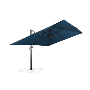 Parasol déporté rectangulaire 3x4 m - Wimereux - bleu canard- Parasol excentré inclinable dans 6 positions. rotatif à 360°.