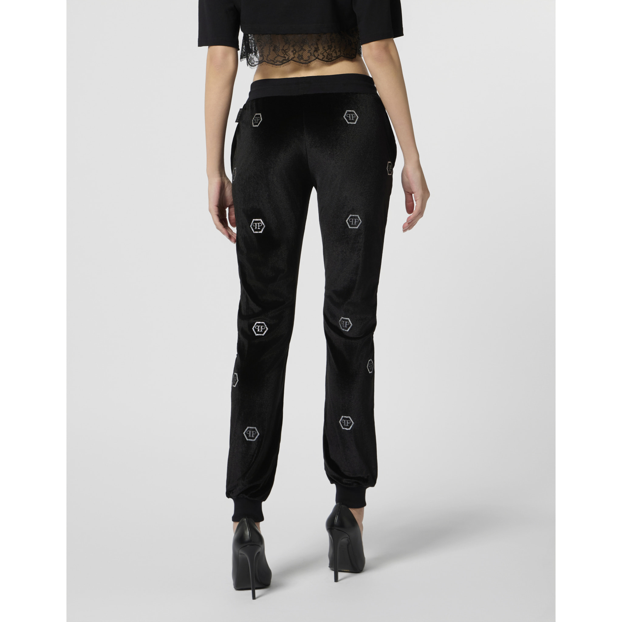 PHILIPP PLEIN Chenille Joggers Monogram Strass