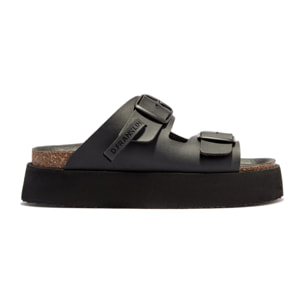 Sandalias de Mujer Plataforma Cierre Hebilla en Negro Vibe