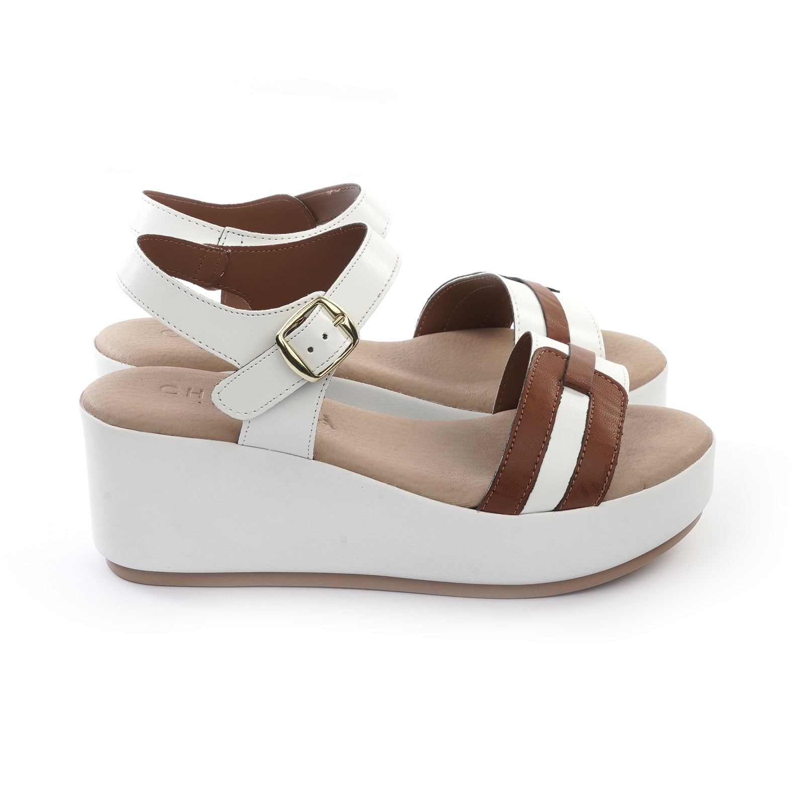 SANDALO ZEPPA FASCIA BICOLORE BIANCO