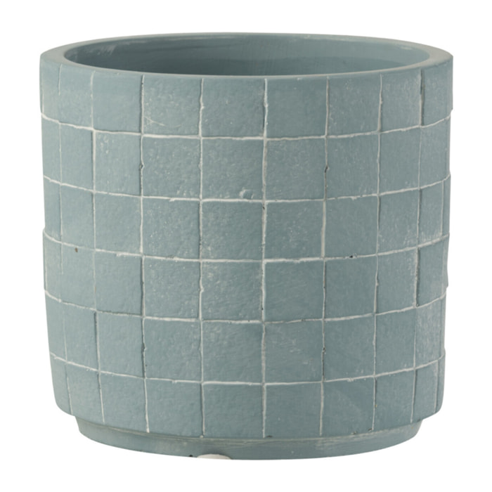 J-Line cache-pot Carré - céramique - bleu clair - medium - 2 pièces - Ø 14 cm