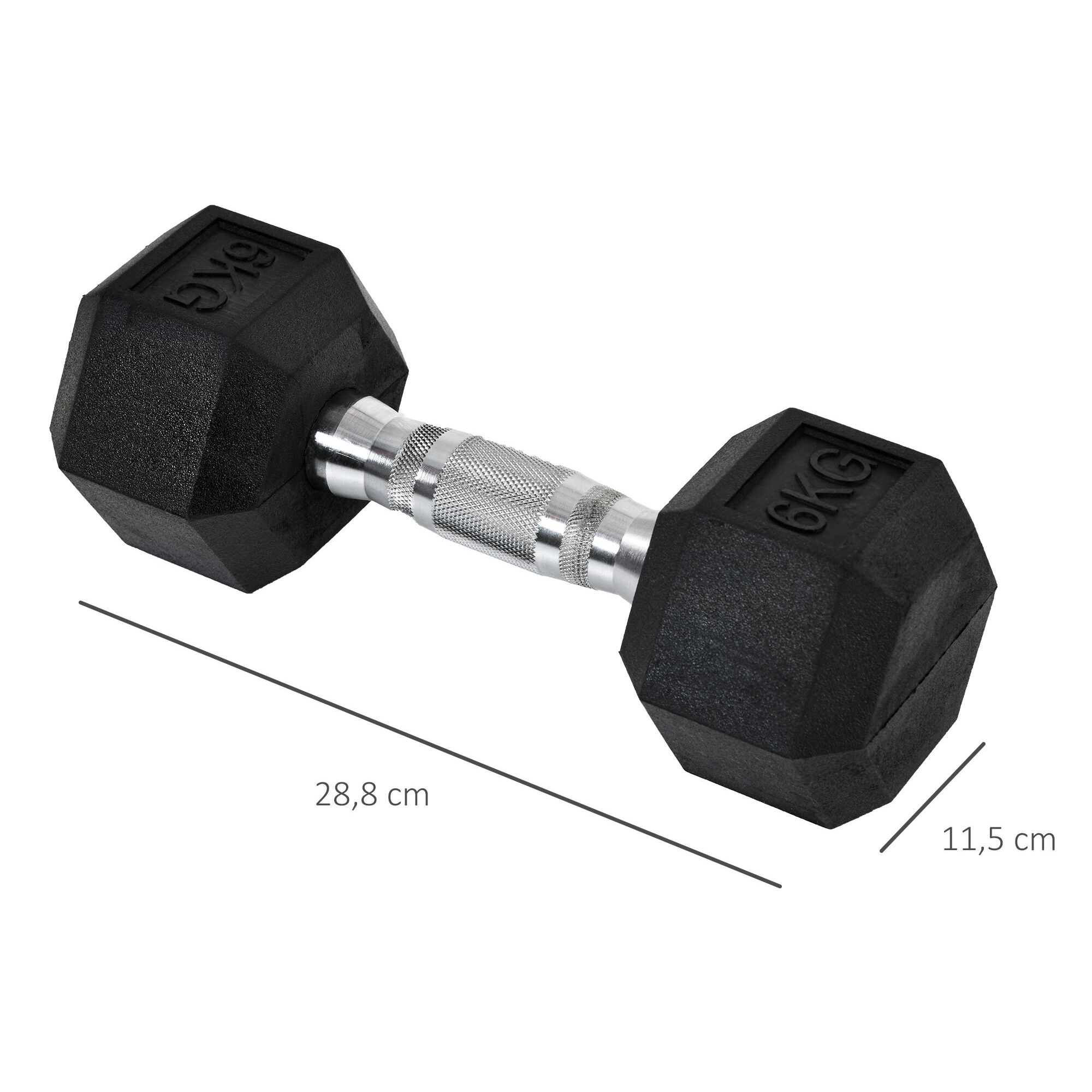 Juego de Mancuernas de 6kg con Barra de Conexión Metálica y Cabeza Hexagonal Juego de Pesas 12kg Total para Entrenamiento en Casa Gimnasio Oficina Negro y Plata