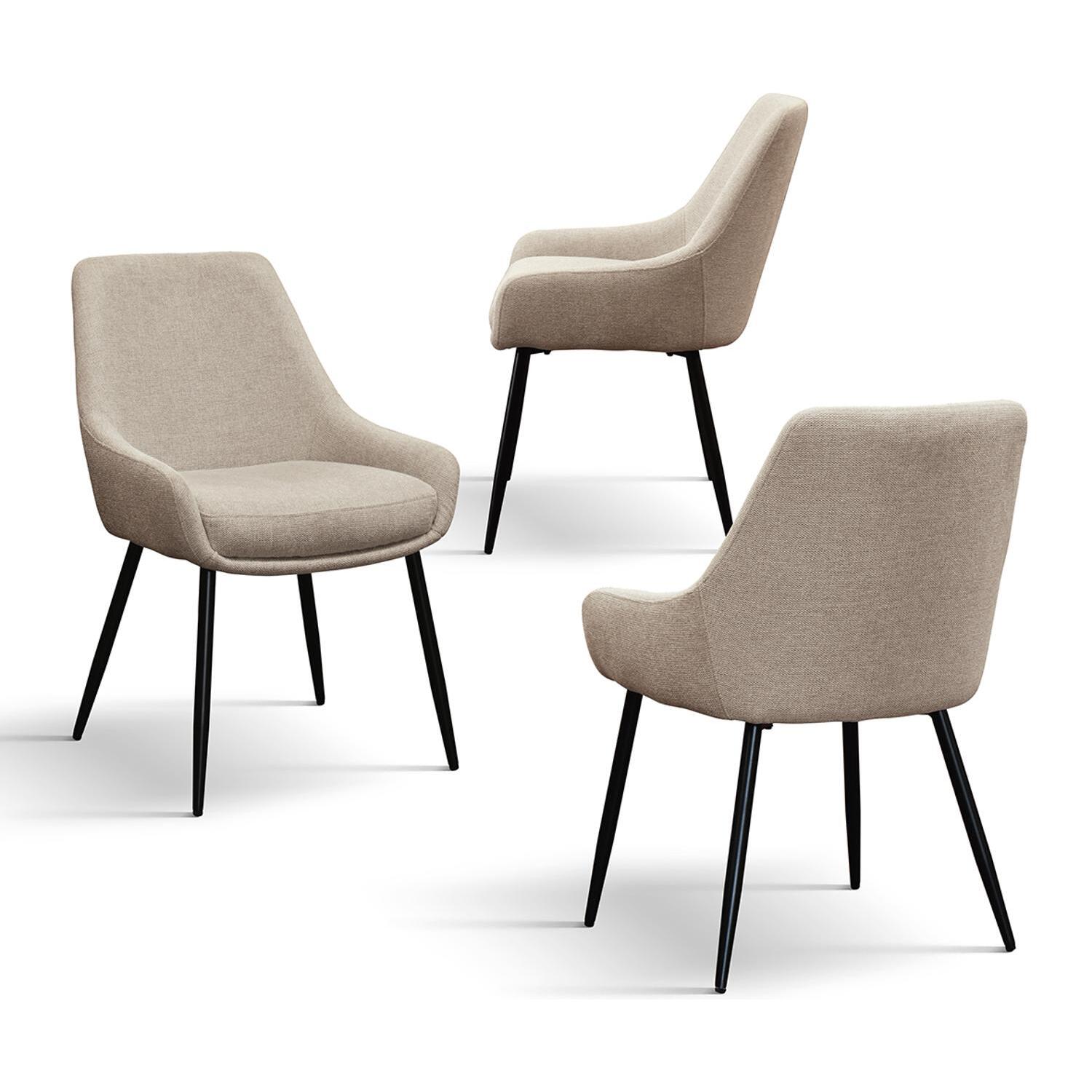 Set di 2 sedie TALLINN in tessuto beige e gambe in metallo nero opaco, con braccioli