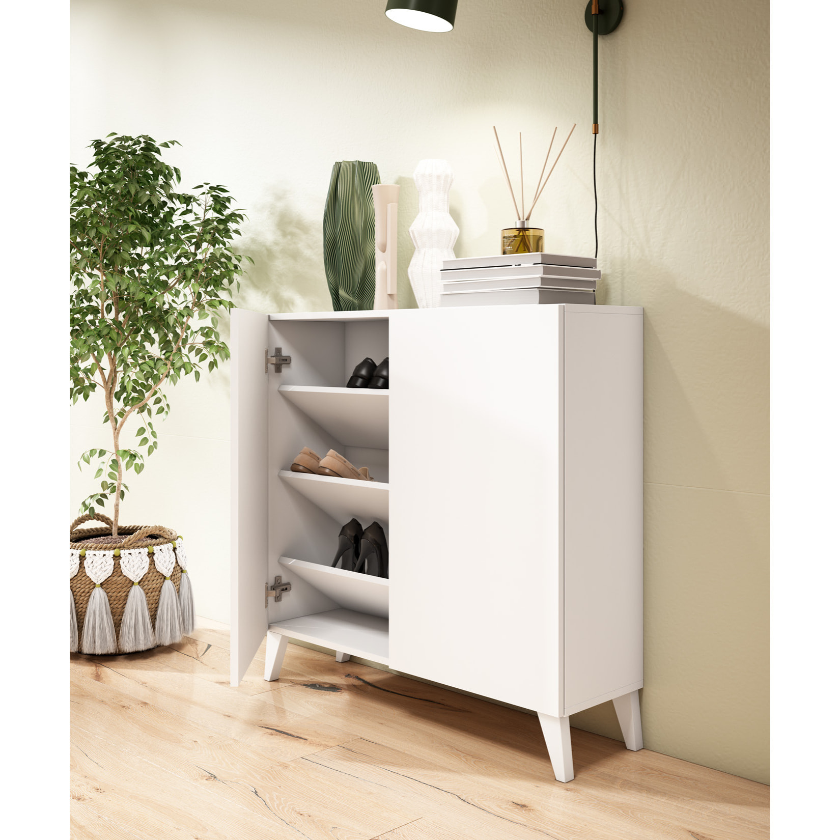 Zapatero Bergen melamina blanco 87x90x27 cm