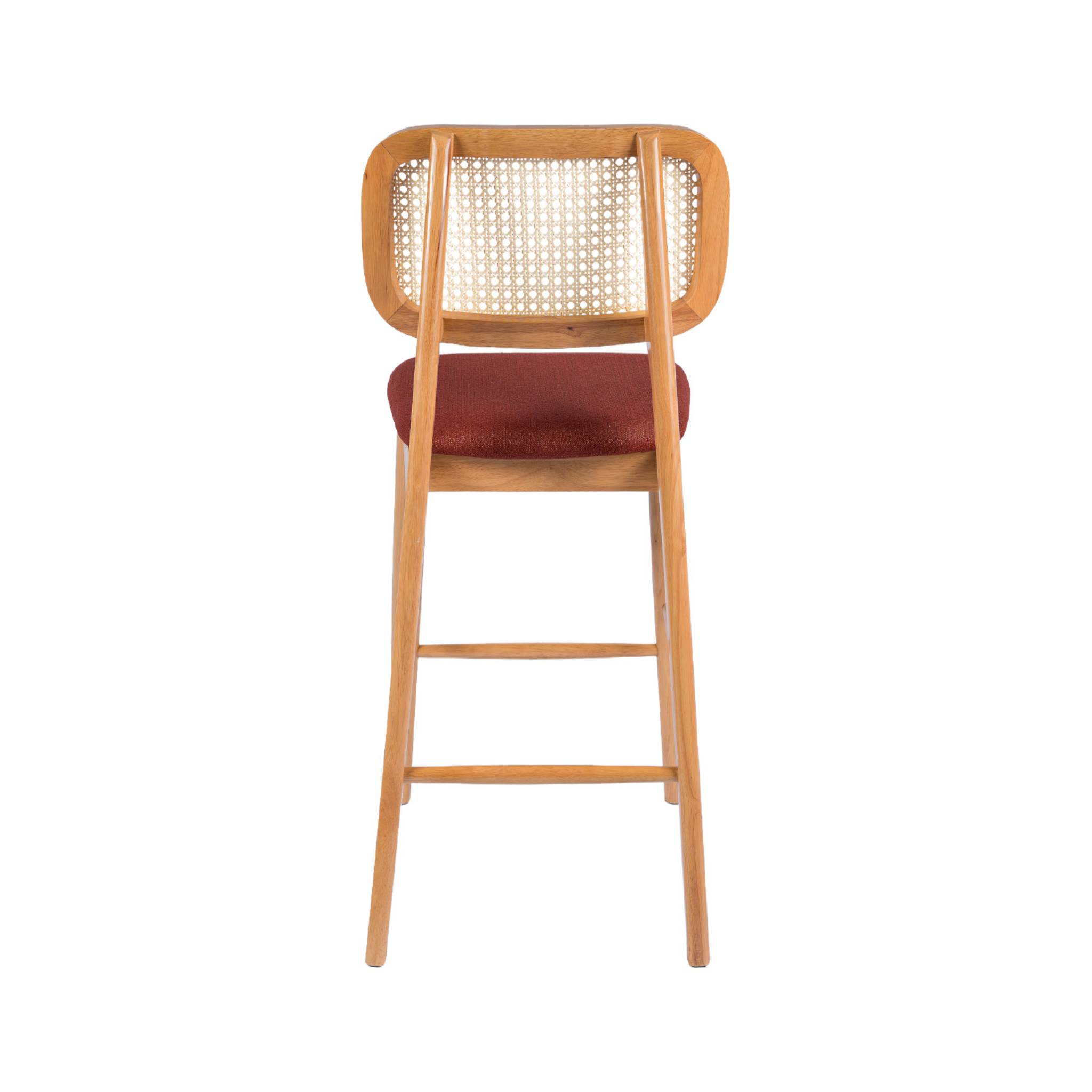 Tabouret de bar bois d'hévéa cannage et tissu 66,5cm (lot de 2) MANI