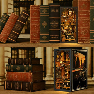 Coleccionistas de coches. Book Nook de madera, diseño 3D realista con gran detalle, cubierta y luces led. 455 piezas.