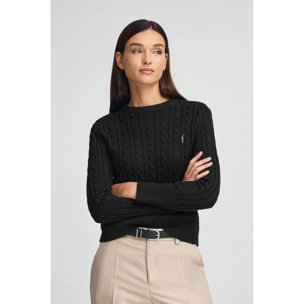 Maglione nero a girocollo in misto lana con ricamo Rigby Go