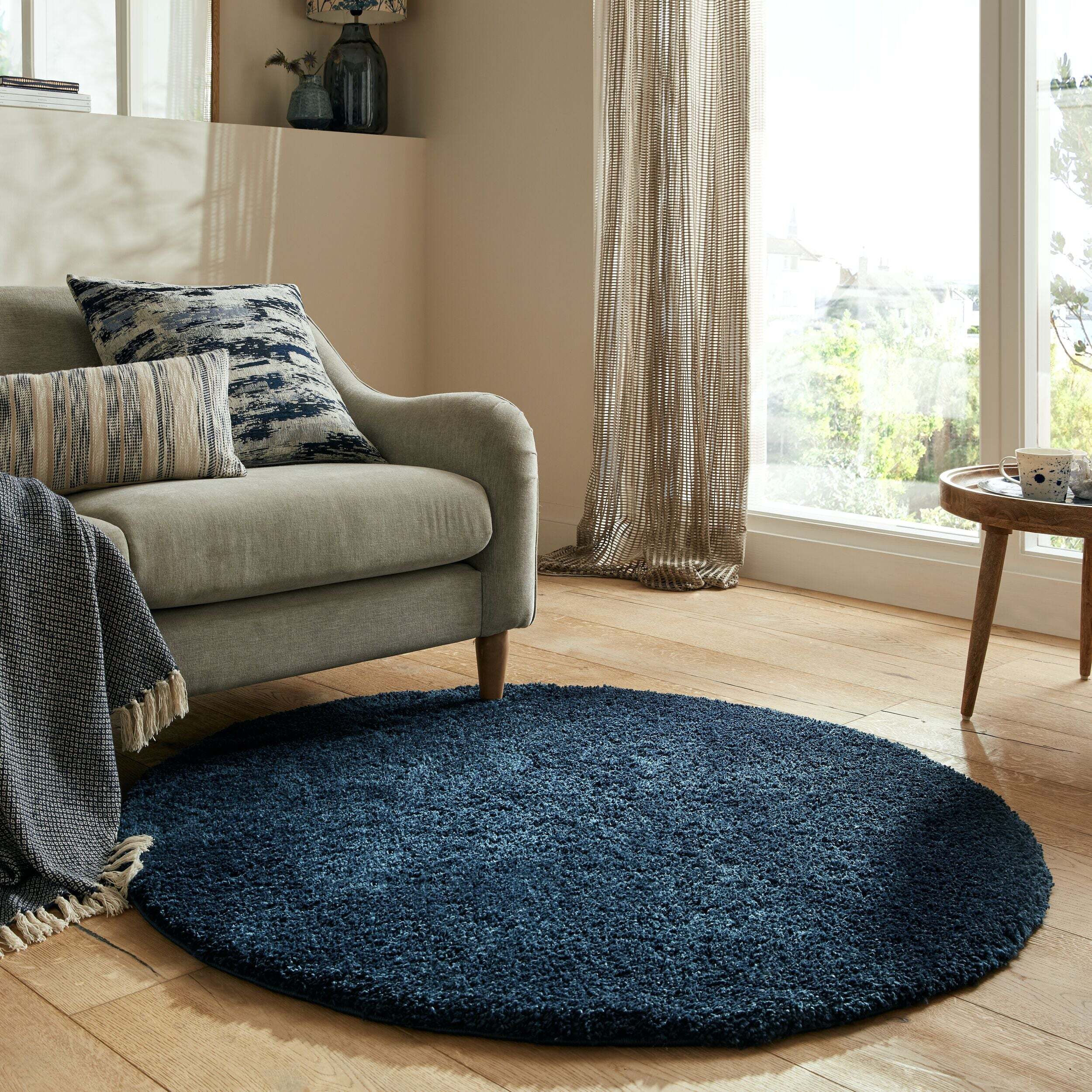 Tapis rond SHAGGY Bleu