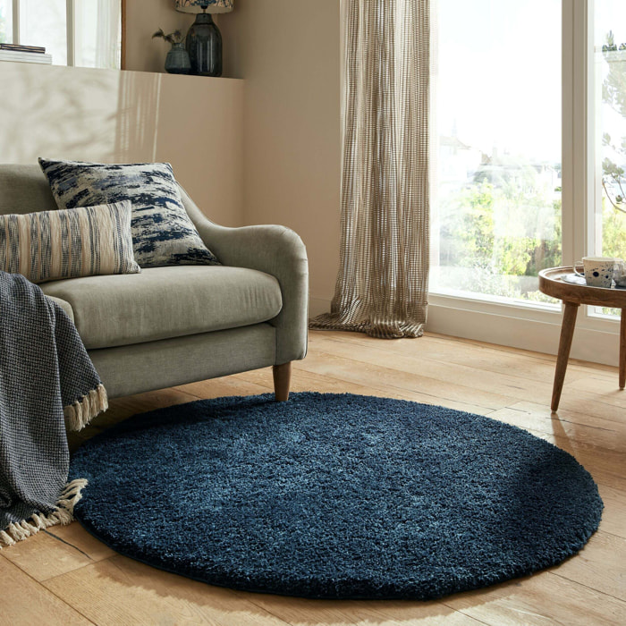 Tapis rond SHAGGY Bleu