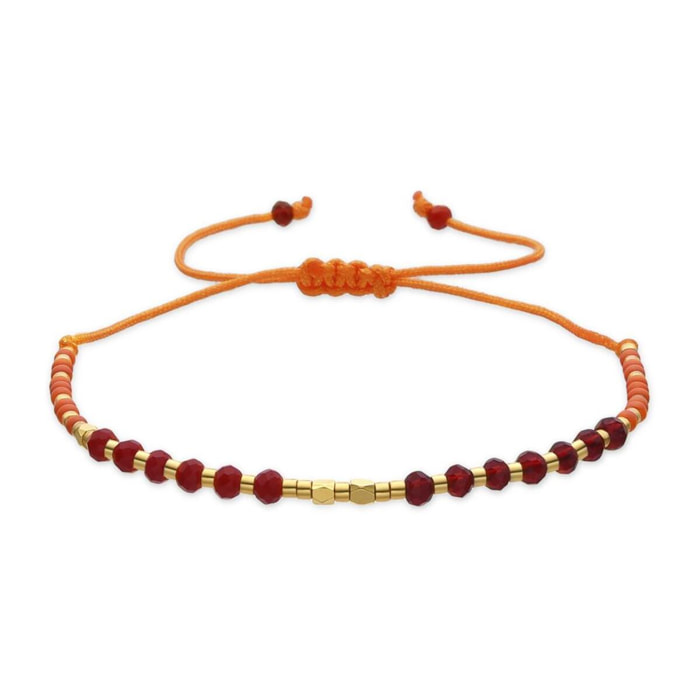 Pulsera con Cristal Naranja acabado oro 18k
