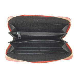 Chicca Borse Portafogli Lungo Donna in Pelle Rosso Corallo