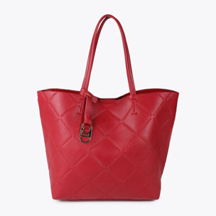 Shopper effetto pelle monogramma con logo ovale pendente