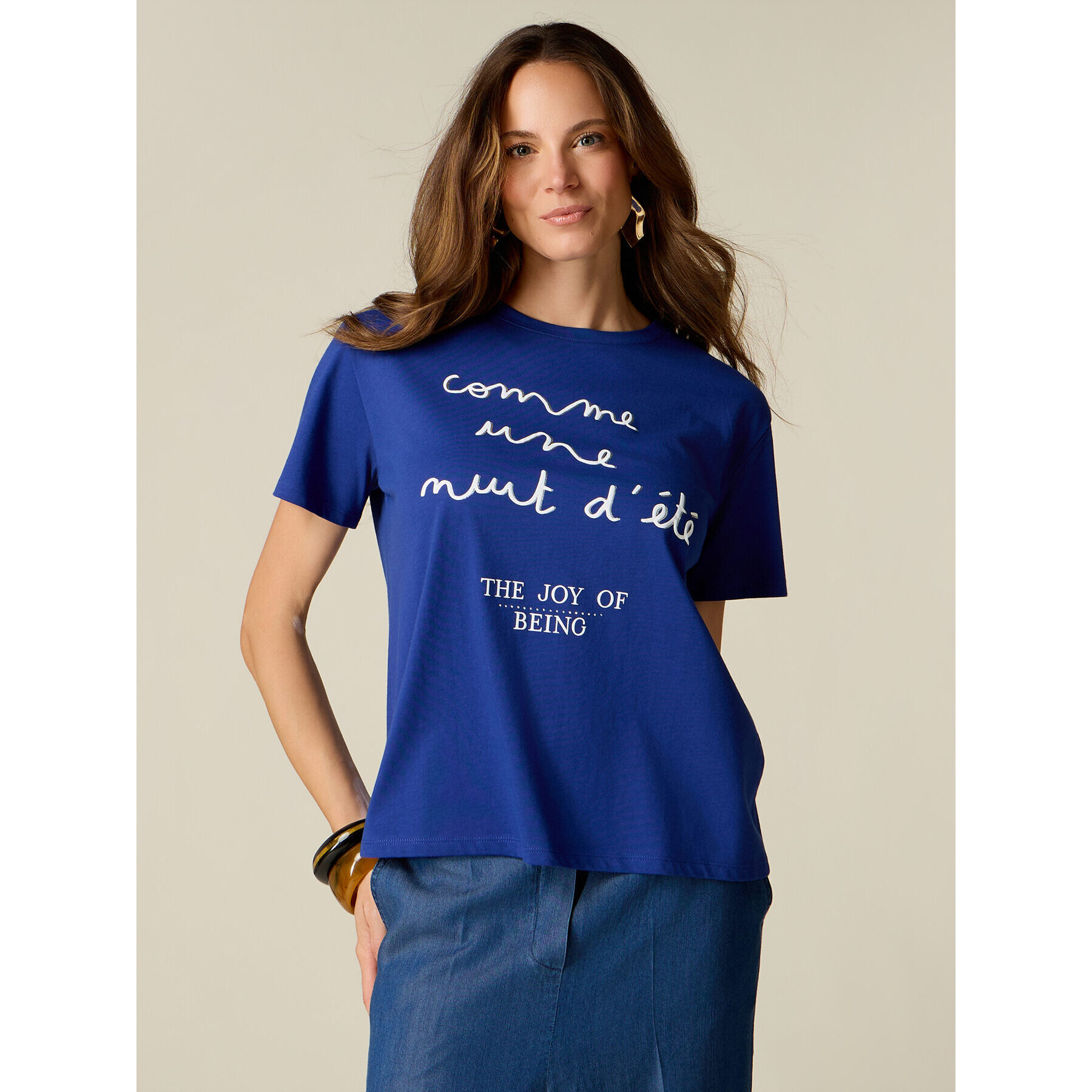 Oltre - T-shirt con stampa lettering - Blu