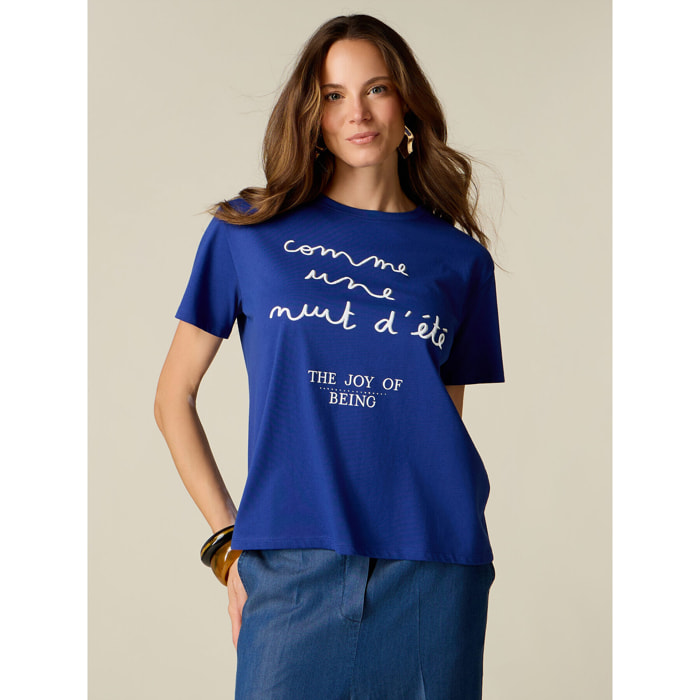 Oltre - T-shirt con stampa lettering - Blu