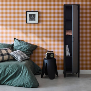 Armoire chambre en acier noir. 4 espaces de rangement. casier