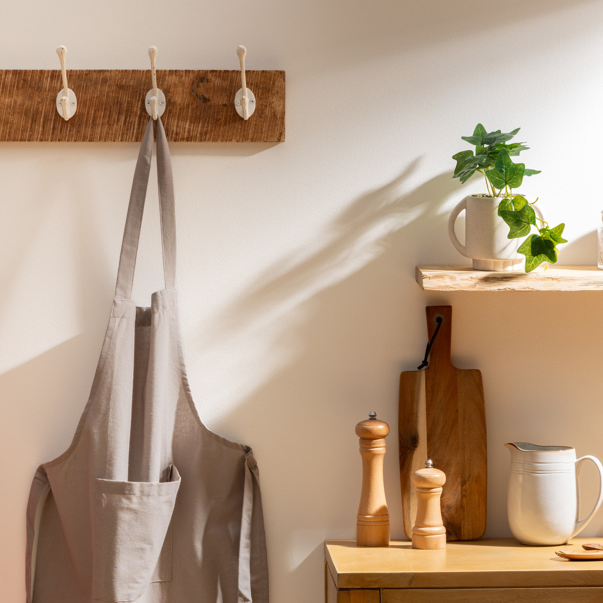 Tablier - coton - gris clair - 60x80 cm