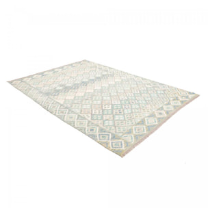 Tapis kilim géométrique, tissé plat en laine, ONERUKI