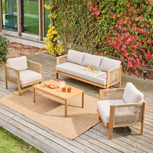 Salon de jardin acacia et cordes 5 places ELOMI
