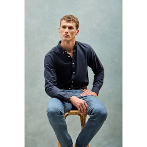 Camisa lisa oxford azul marino con logo bordado Polo Club