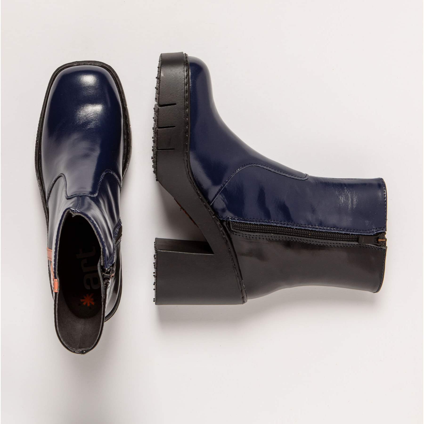 Botines con tacón 1974 NAPPA SHINNY NAVY-BLACK/BERNA color Navy-black