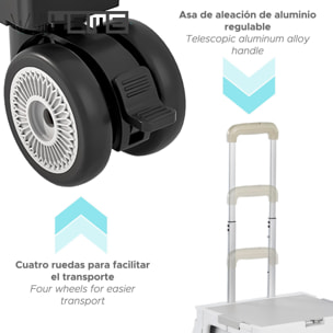 Carrito de almacenaje Plegable 41,5 × 35 × 92 cm con 4 ruedas giratorias de 360º color Gris-38L