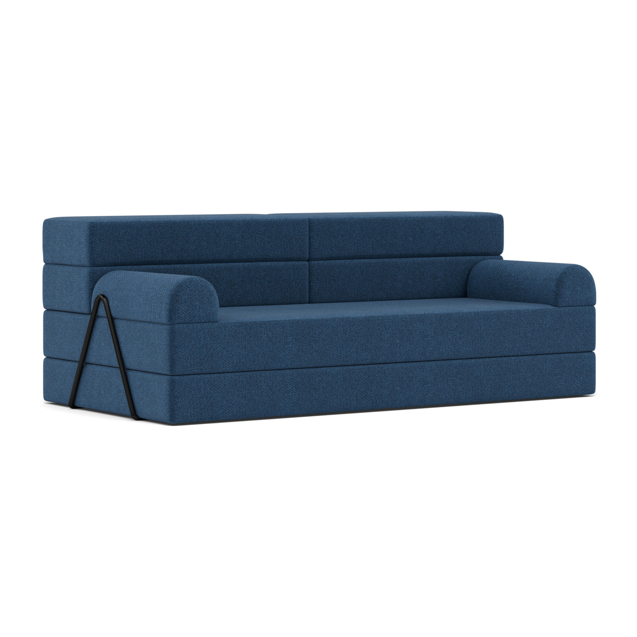 Astral - Canapé 3 places convertible en velours texturé - Bleu