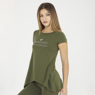t-shirt ginnastica europa donna verde militare