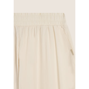 Pantaloni Cropped Fit a Carota in Popeline elasticizzato