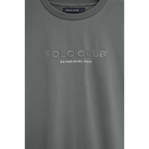 Maglietta asfalto a maniche corte con ricamo Established 2012 Polo Club