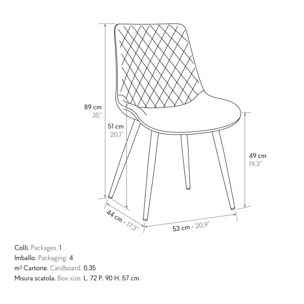 Set di 4 sedie VIENNA in tessuto beige e gambe in metallo nero