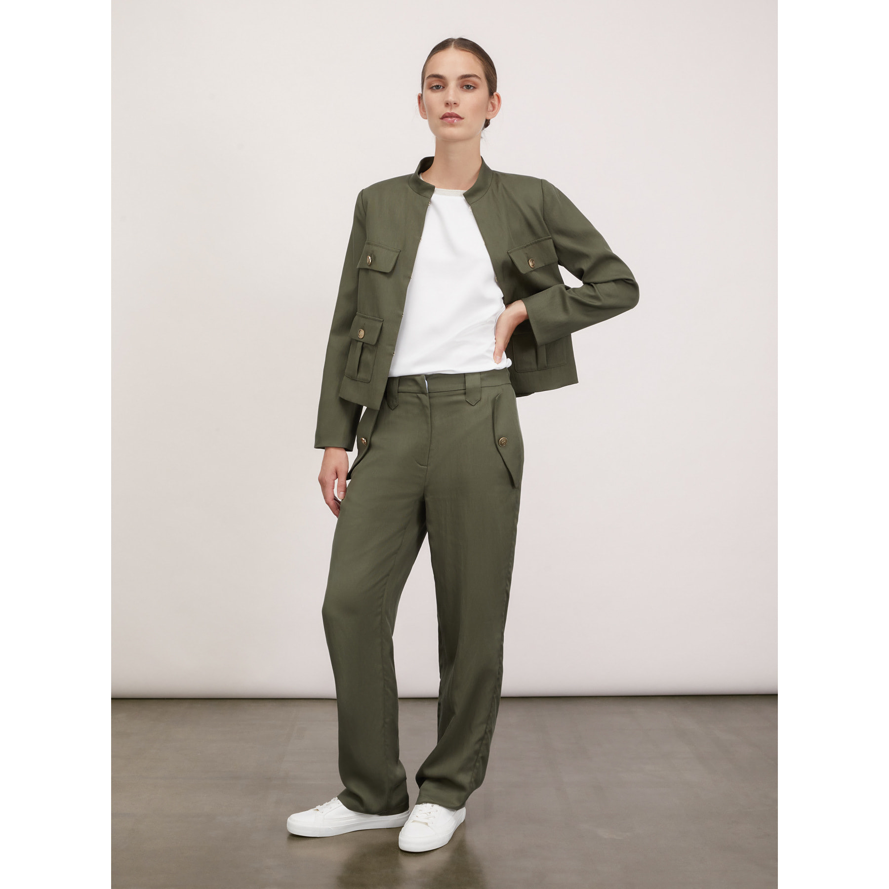 Motivi - Pantaloni regular con tasche - Verde