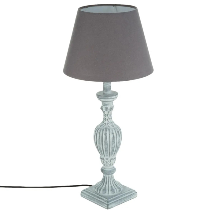 Lampe "Renzo" - gris et taupe - bois H56 cm