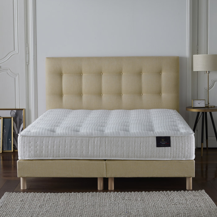 Ensemble Pulsar + tête de lit capitonnée - Matelas ressorts ensachés Mémoire de forme