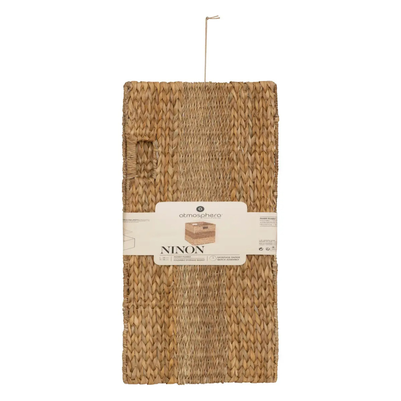 Panier "Ninon" roseau beige 38x38cm