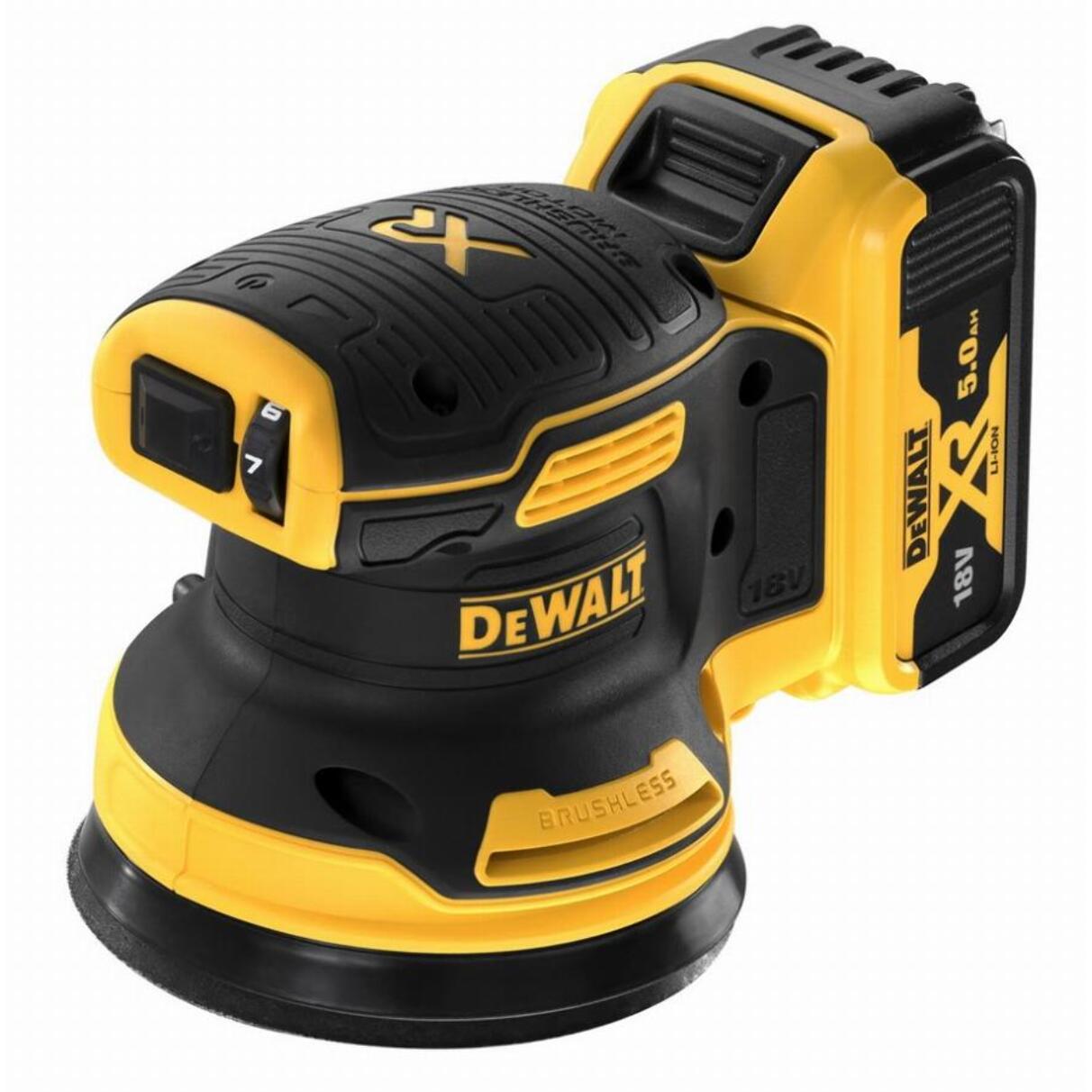 Ponceuse excentrique XR 18V 125 mm Brushless DEWALT - 2 batteries 5.0Ah + coffret TSTAK - sans chargeur - DCW210P2-QW