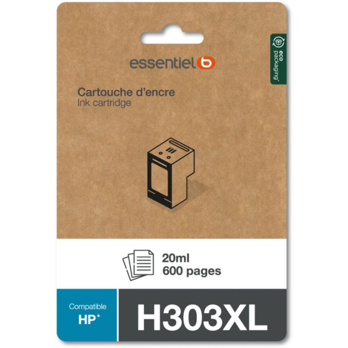 Cartouche d'encre ESSENTIELB Compatible H303 XL Haute Capacité Noire