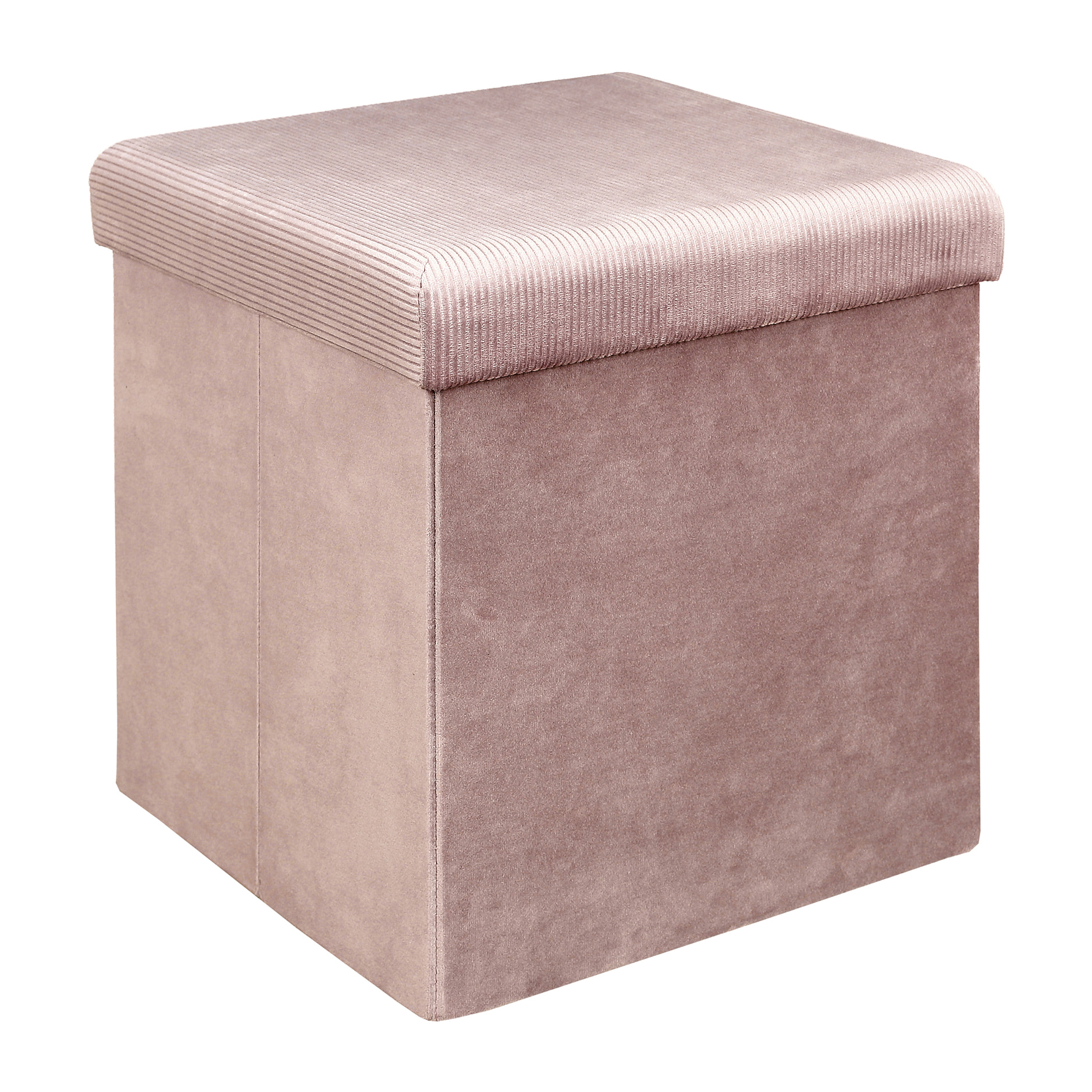 Coffre Pouf Pliable Velours Cotele Giulia Rose