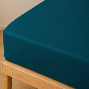 Parure de drap 100% coton uni - bleu canard
