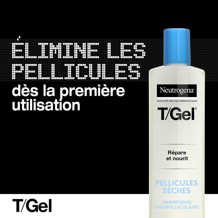 T/Gel Shampooing Anti-Pelliculaire - Pellicules Sèches Répare et Nourit les Cheveux Secs et Abîmés, 250ml