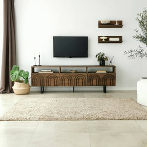 Mobile porta TV Dflabore, Credenza da soggiorno, Armadio basso per TV, Base parete attrezzata, 170x30h40 cm, Noce