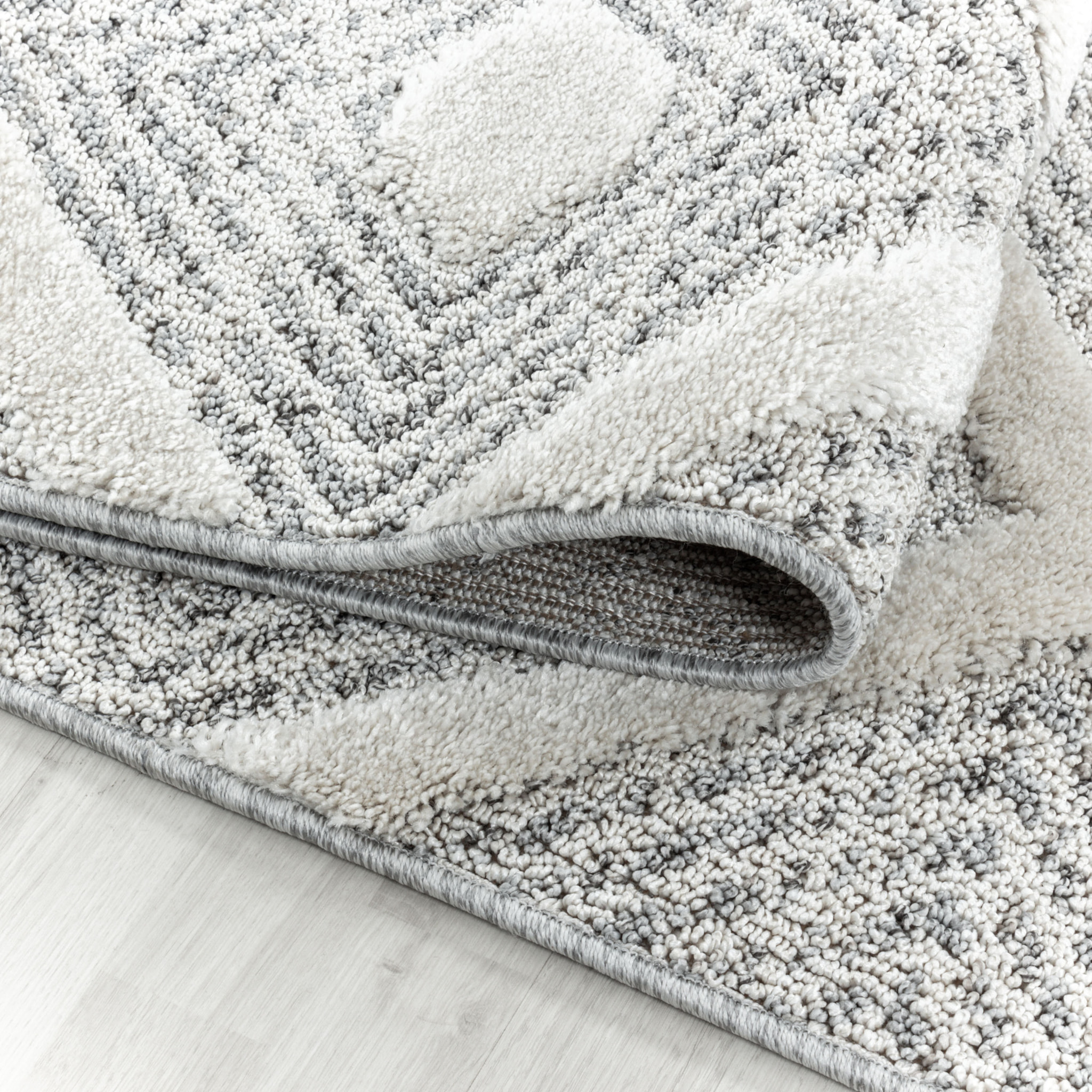 PISA - Tapis de salon rond à motif losange gris - PIS4707GRI