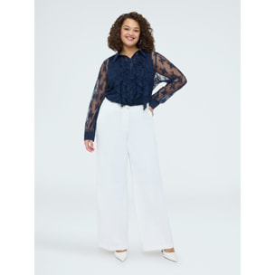 Fiorella Rubino - Camisa de encaje con volantes - Azul