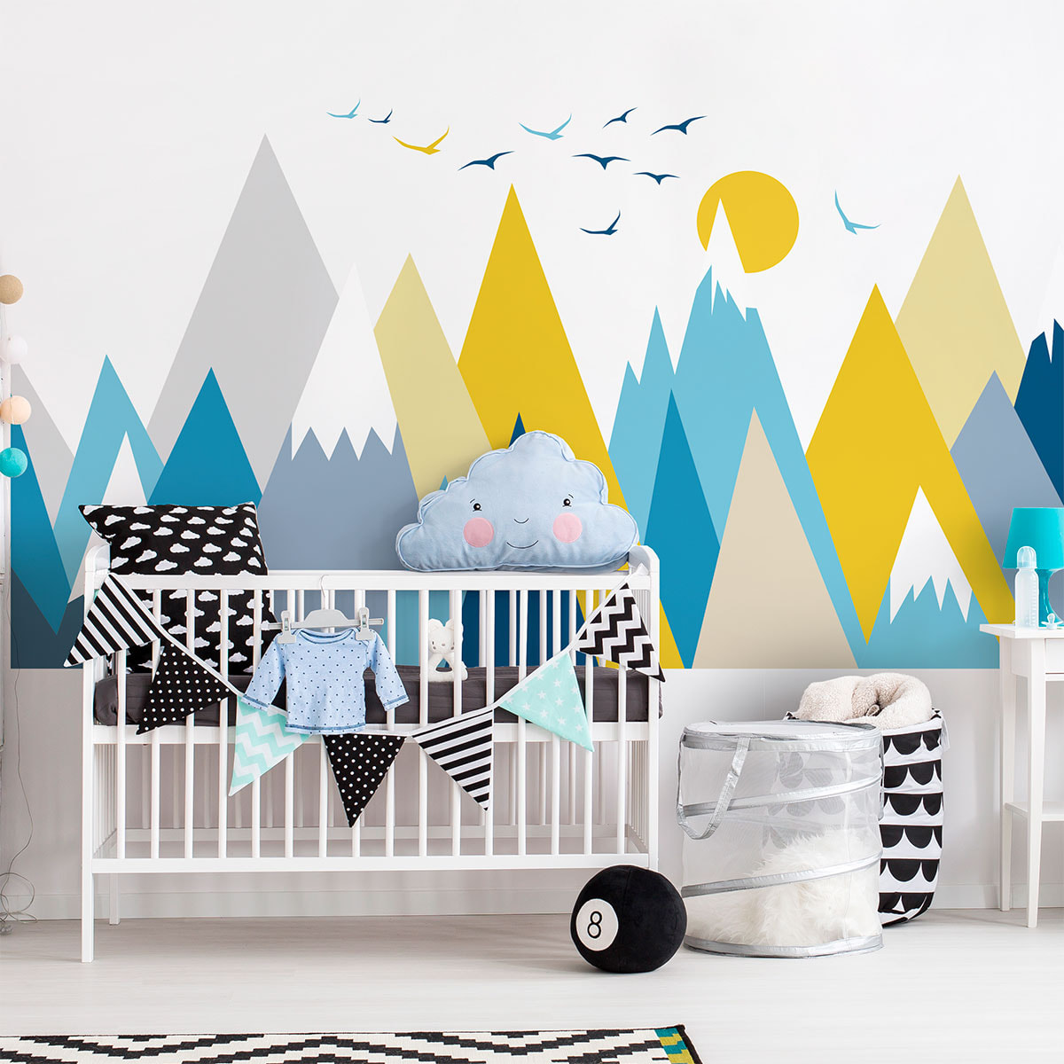 Stickers muraux enfants - Décoration chambre bébé - Autocollant Sticker mural géant enfant montagnes scandinaves BETIKA