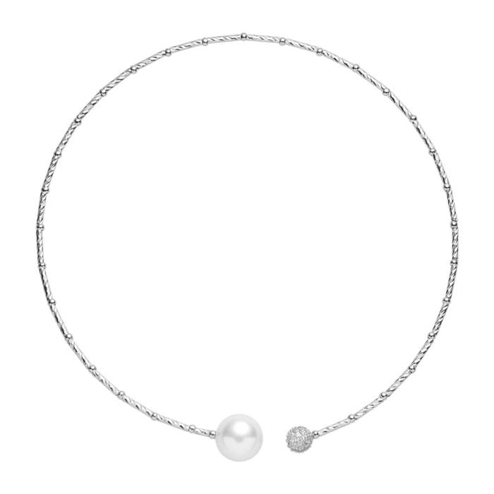Collana U.S. Polo Assn. Choker in metallo argentato con perla bianca