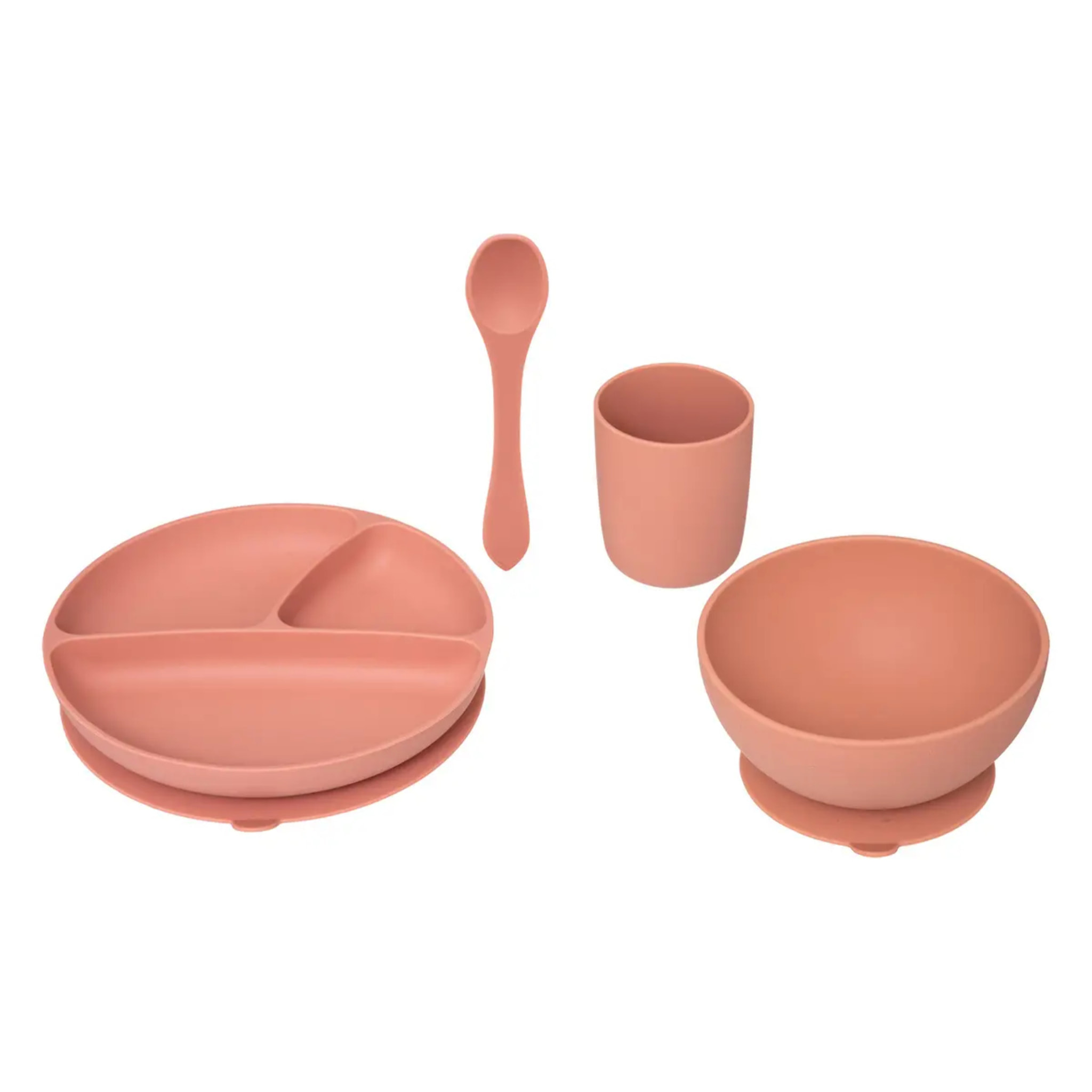 Set repas enfant - silicone - rose terracotta