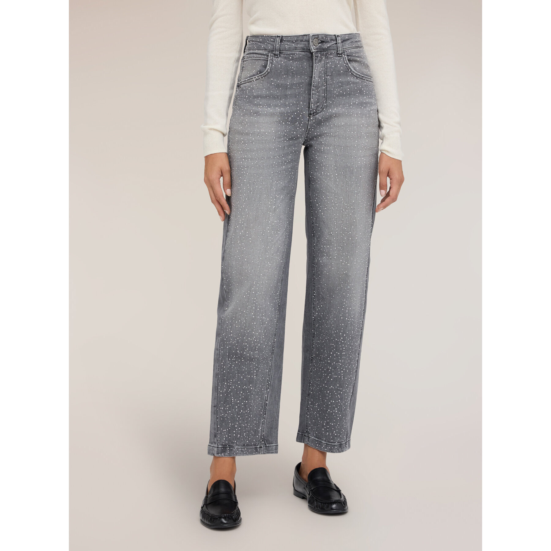 Motivi - Jeans balloon fit con strass - Grigio